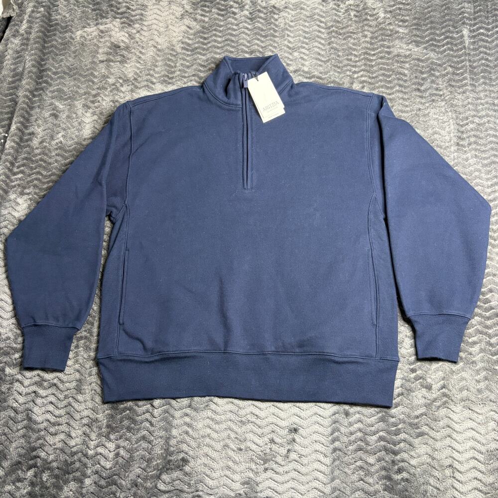 Aritzia Cozy Fleece Boyfriend 1/2 Zip Sweatshirt XS Admiral Blue NWT